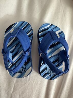 Reef Kids Blue Striped Flip Flops